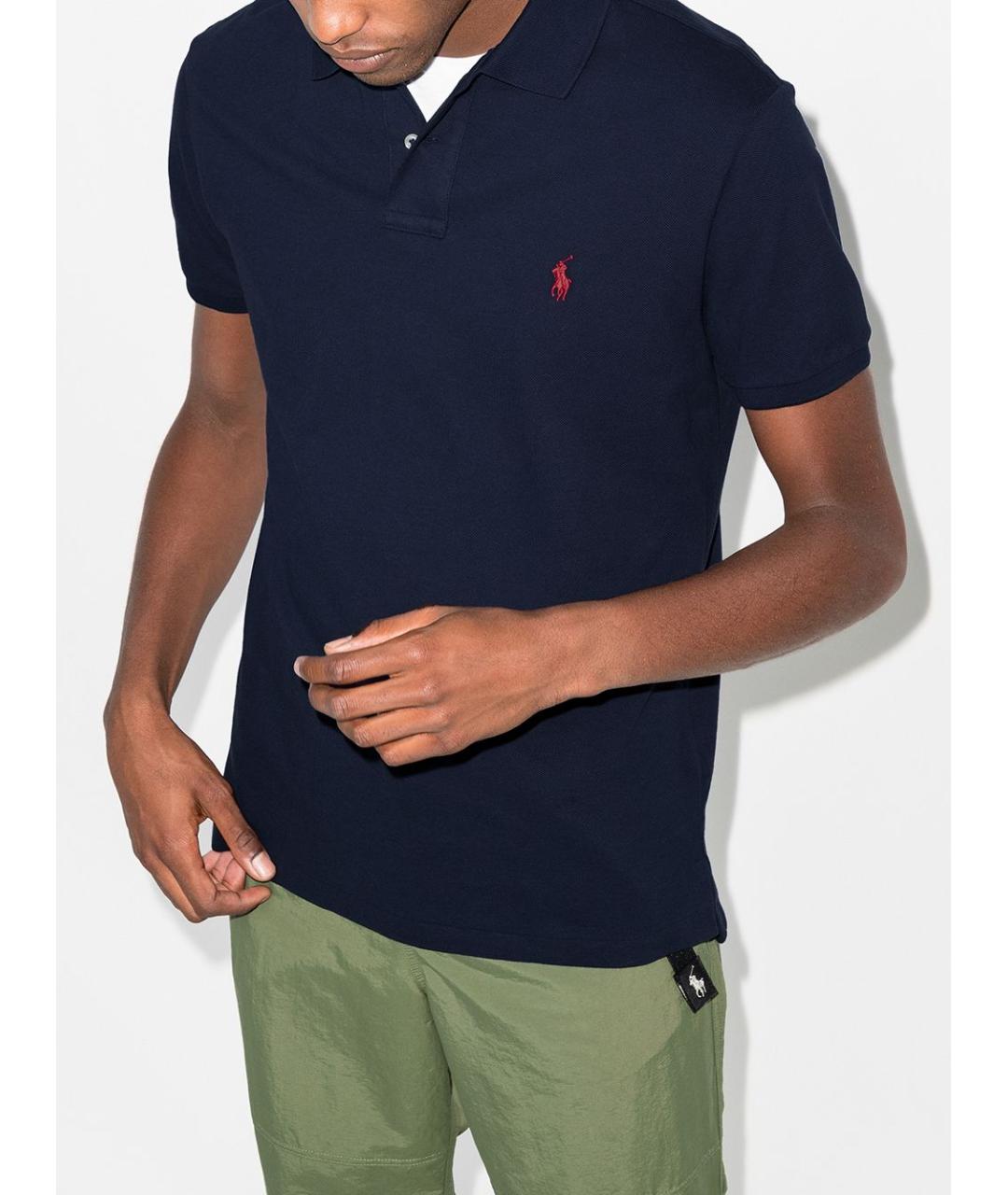 RALPH LAUREN Темно-синяя хлопковая футболка, фото 3