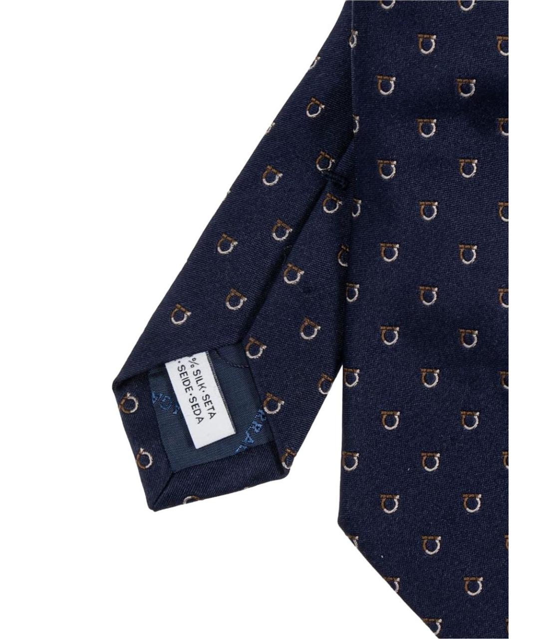 FERRAGAMO Синий шелковый галстук, фото 3