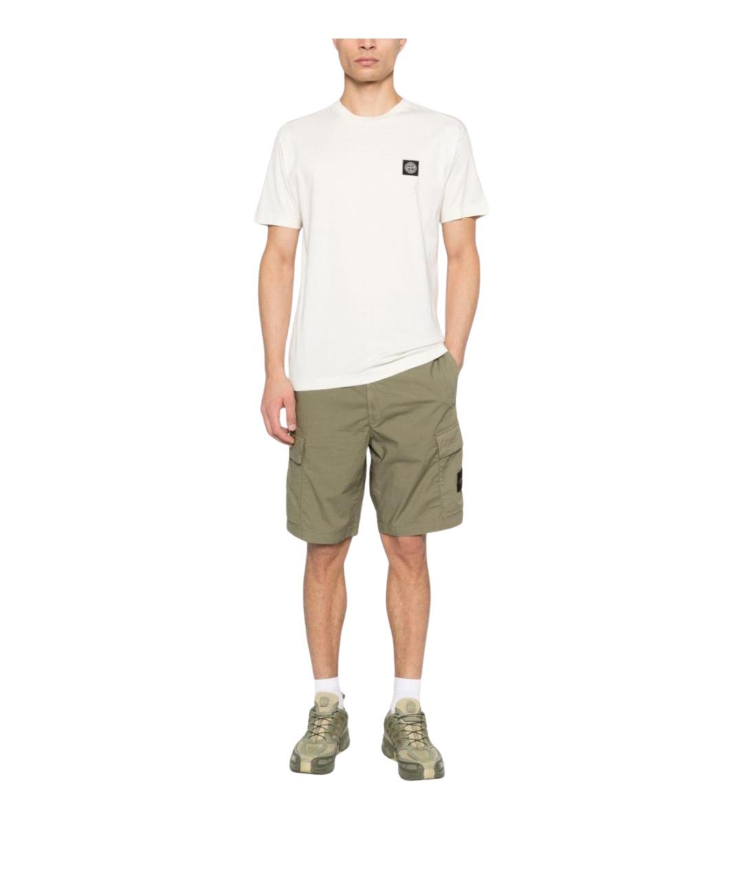 STONE ISLAND Хаки хлопковые шорты, фото 2