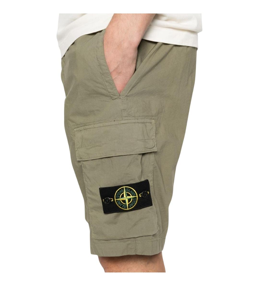 STONE ISLAND Хаки хлопковые шорты, фото 3