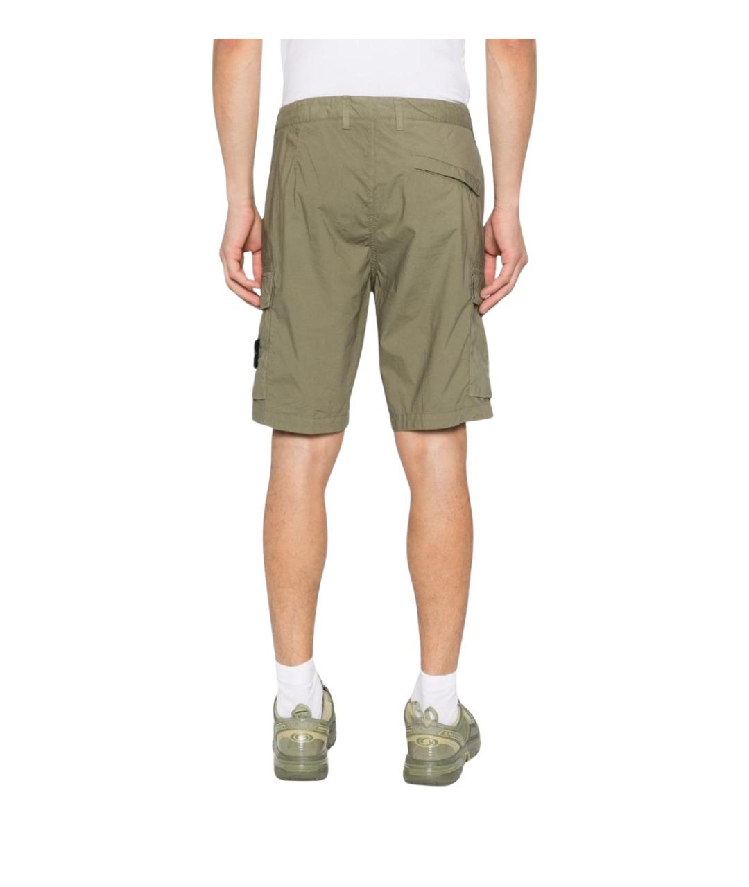STONE ISLAND Хаки хлопковые шорты, фото 4