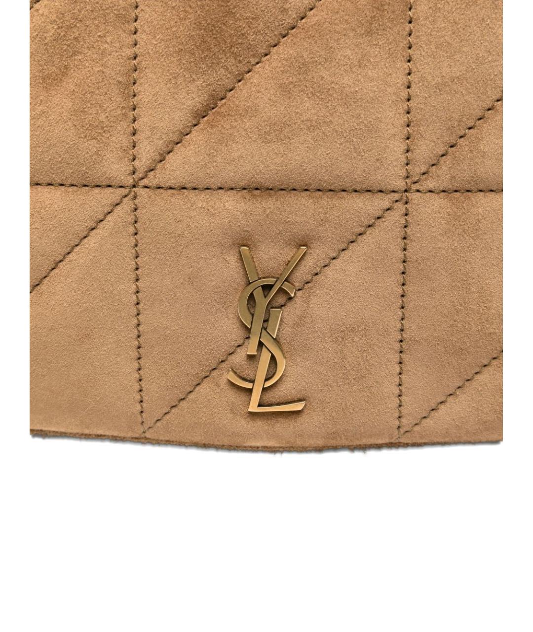 SAINT LAURENT Бежевая замшевая сумка через плечо, фото 5