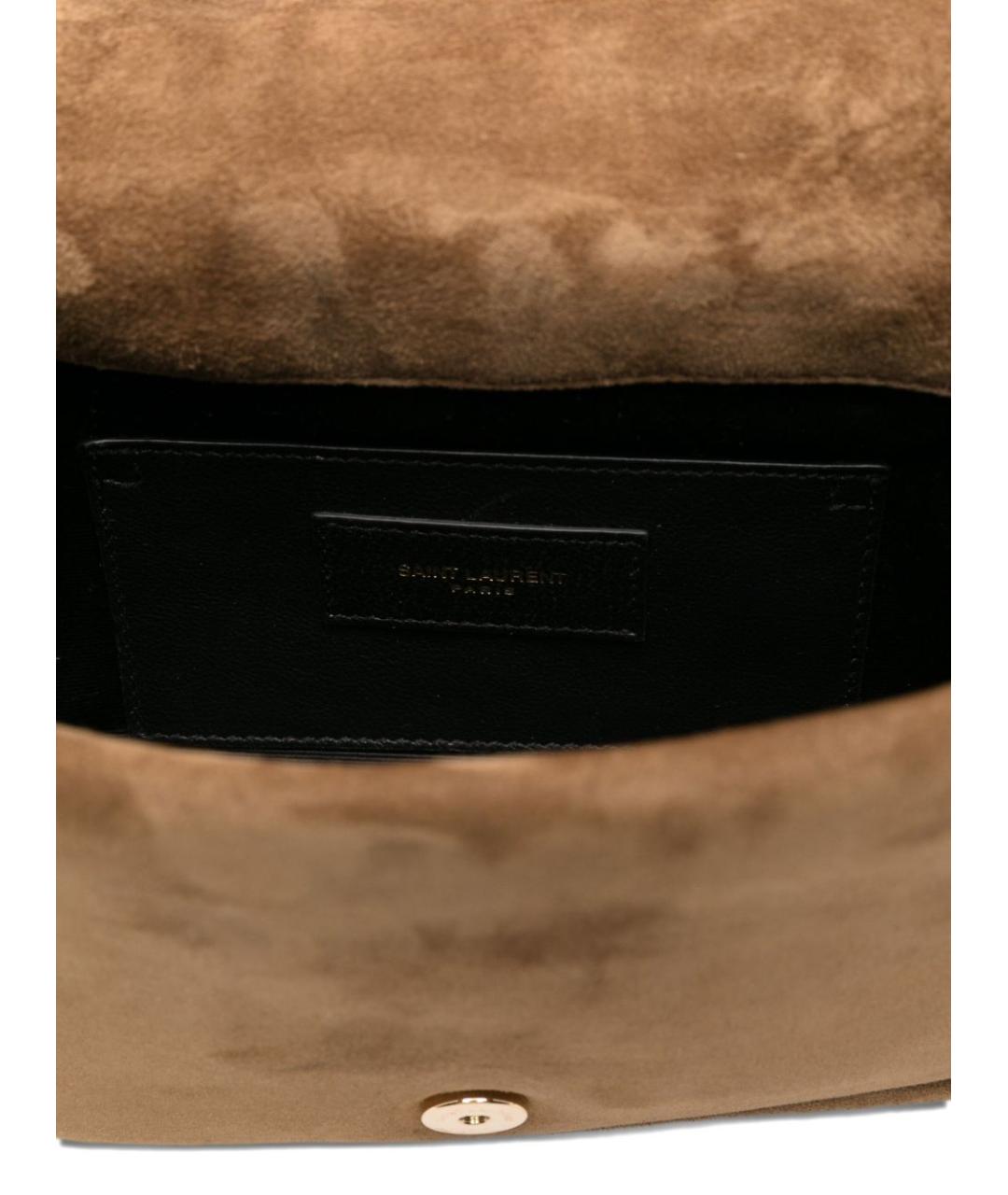 SAINT LAURENT Бежевая замшевая сумка через плечо, фото 4
