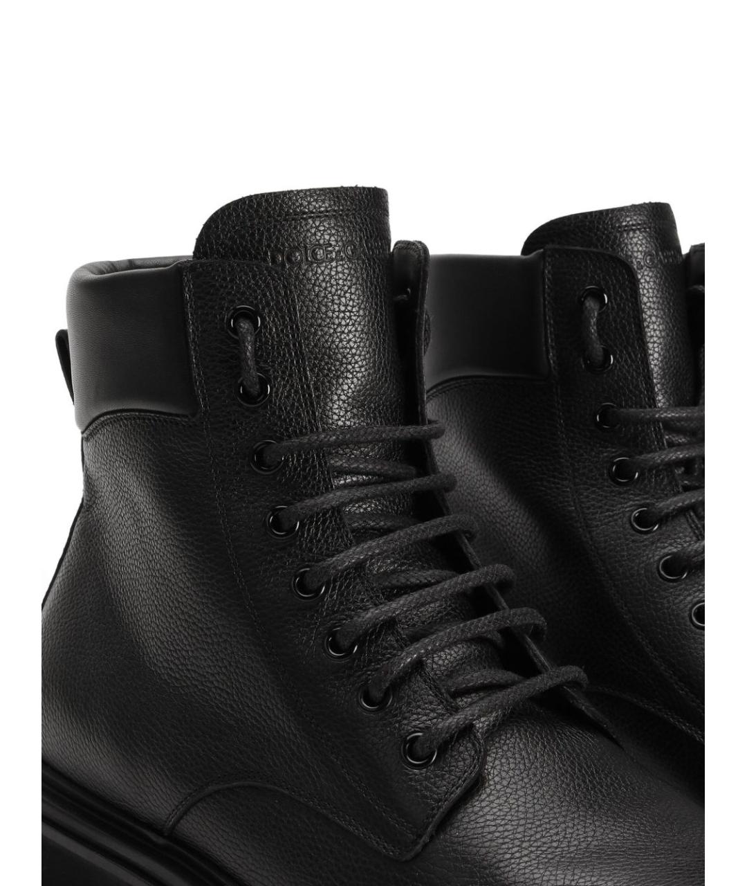 DOLCE&GABBANA Черные кожаные высокие ботинки, фото 2