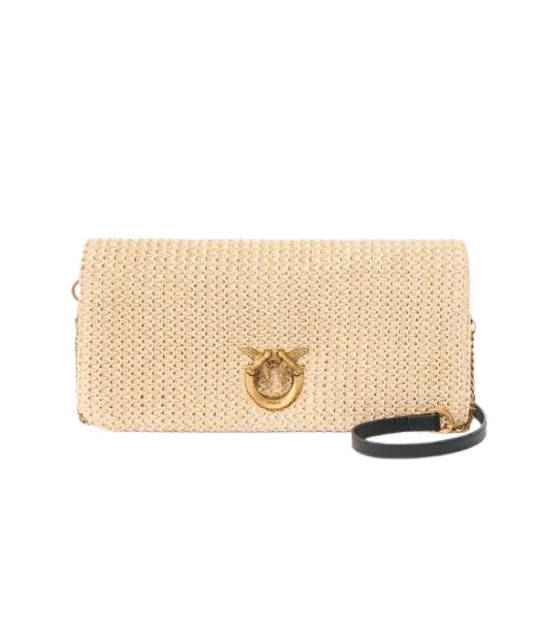 PINKO Бежевая пелетеная сумка через плечо, фото 3