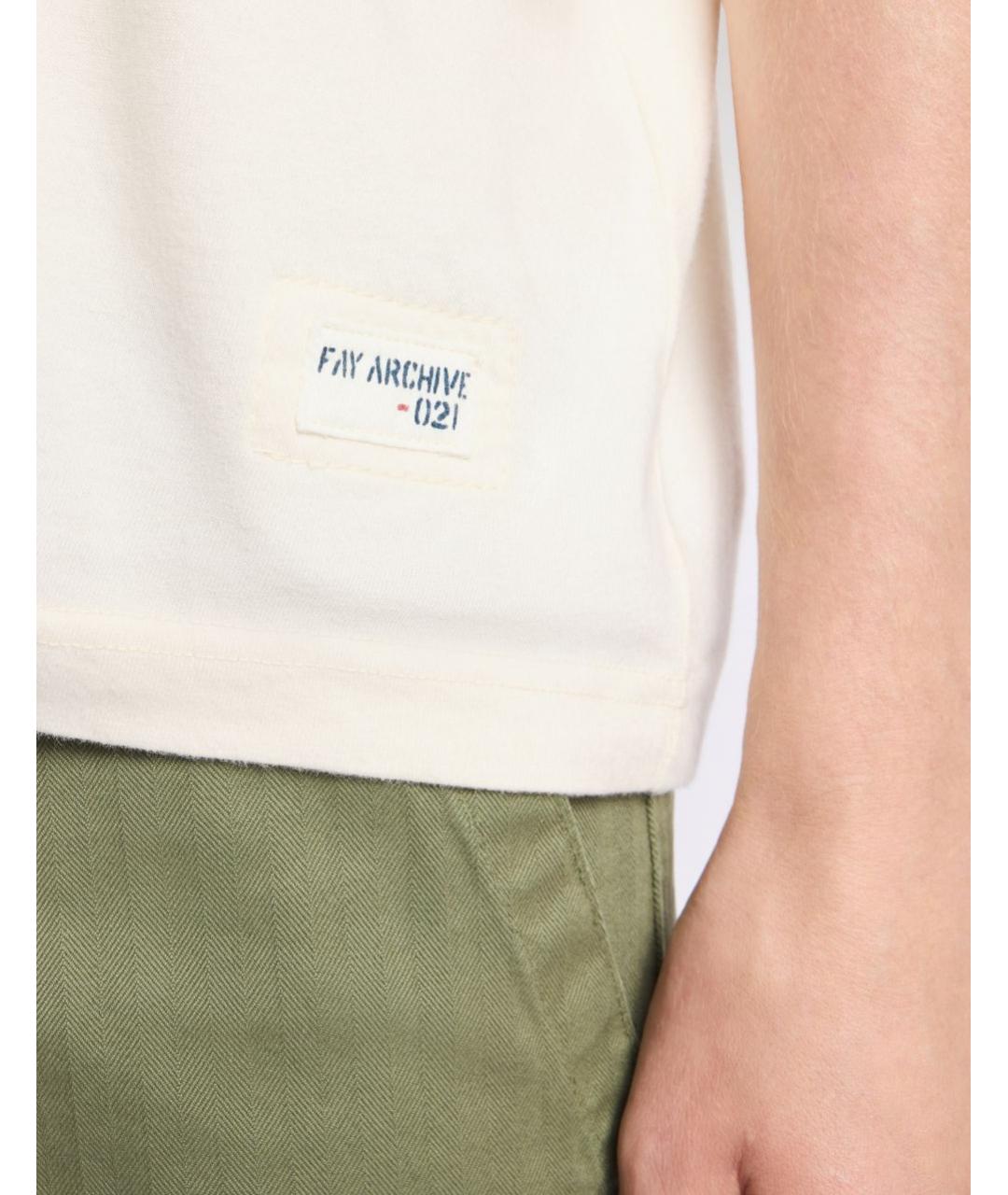 FAY Бежевая хлопковая футболка, фото 3