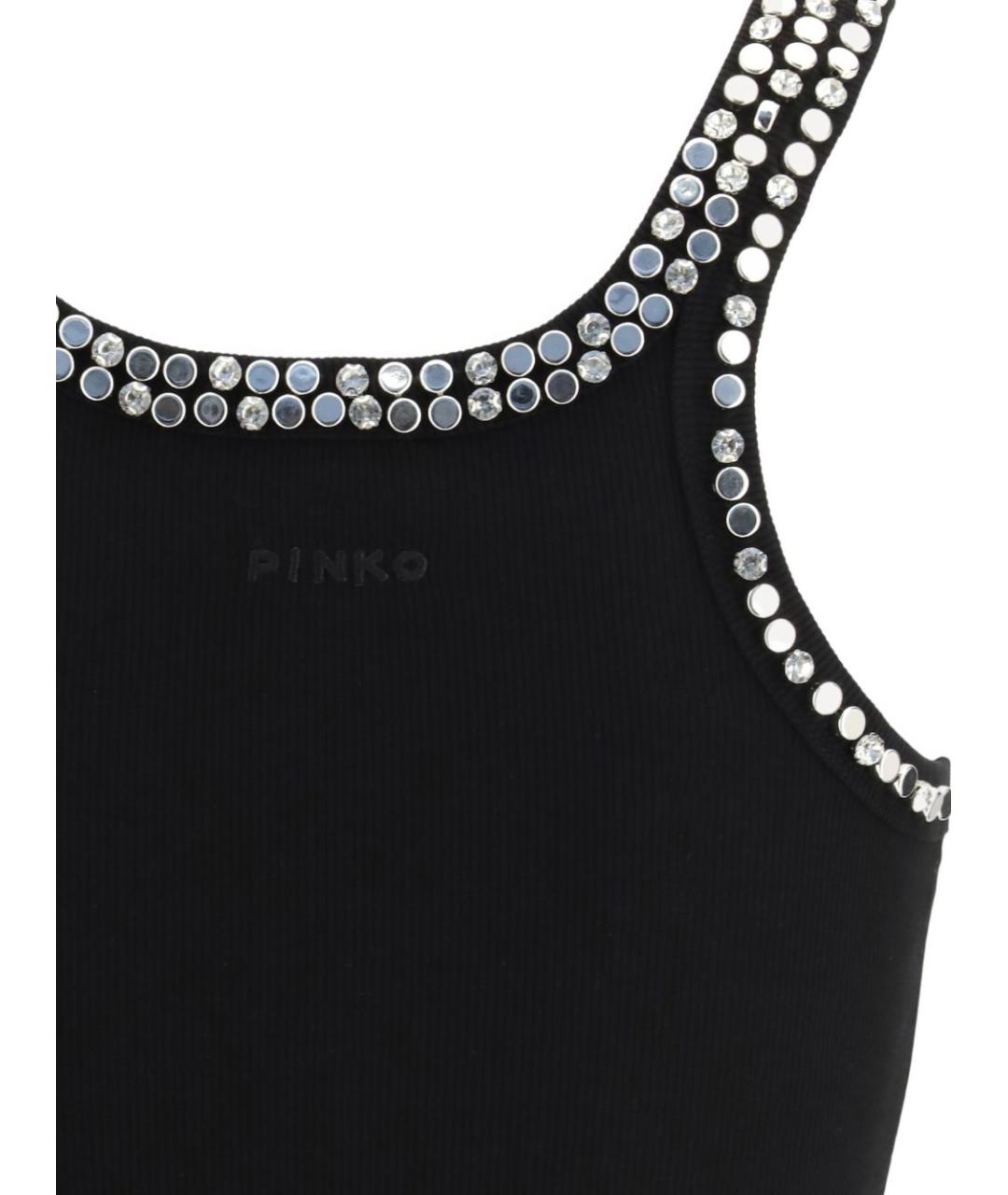 PINKO Черная хлопковая майка, фото 3