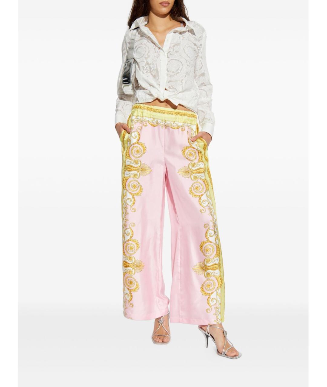 VERSACE Мульти шелковые брюки широкие, фото 3