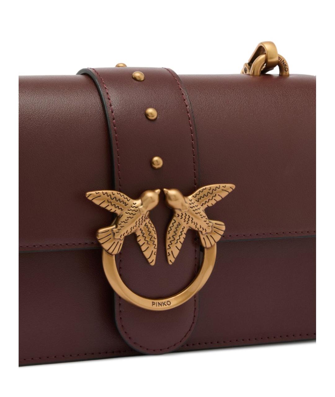 PINKO Бордовая кожаная сумка через плечо, фото 5
