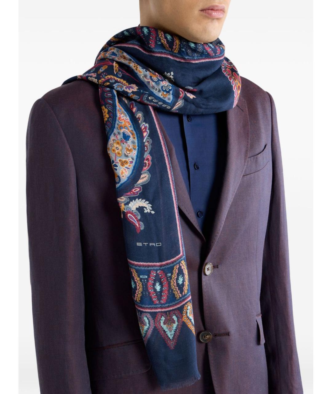 ETRO Синий шарф, фото 3