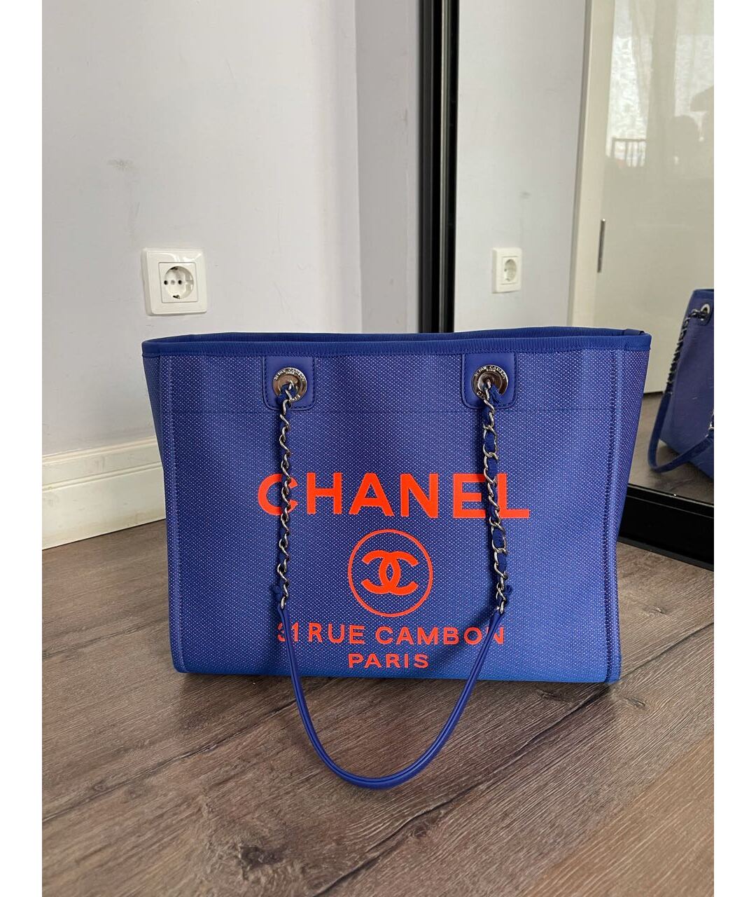 CHANEL PRE-OWNED Синяя тканевая сумка тоут, фото 6
