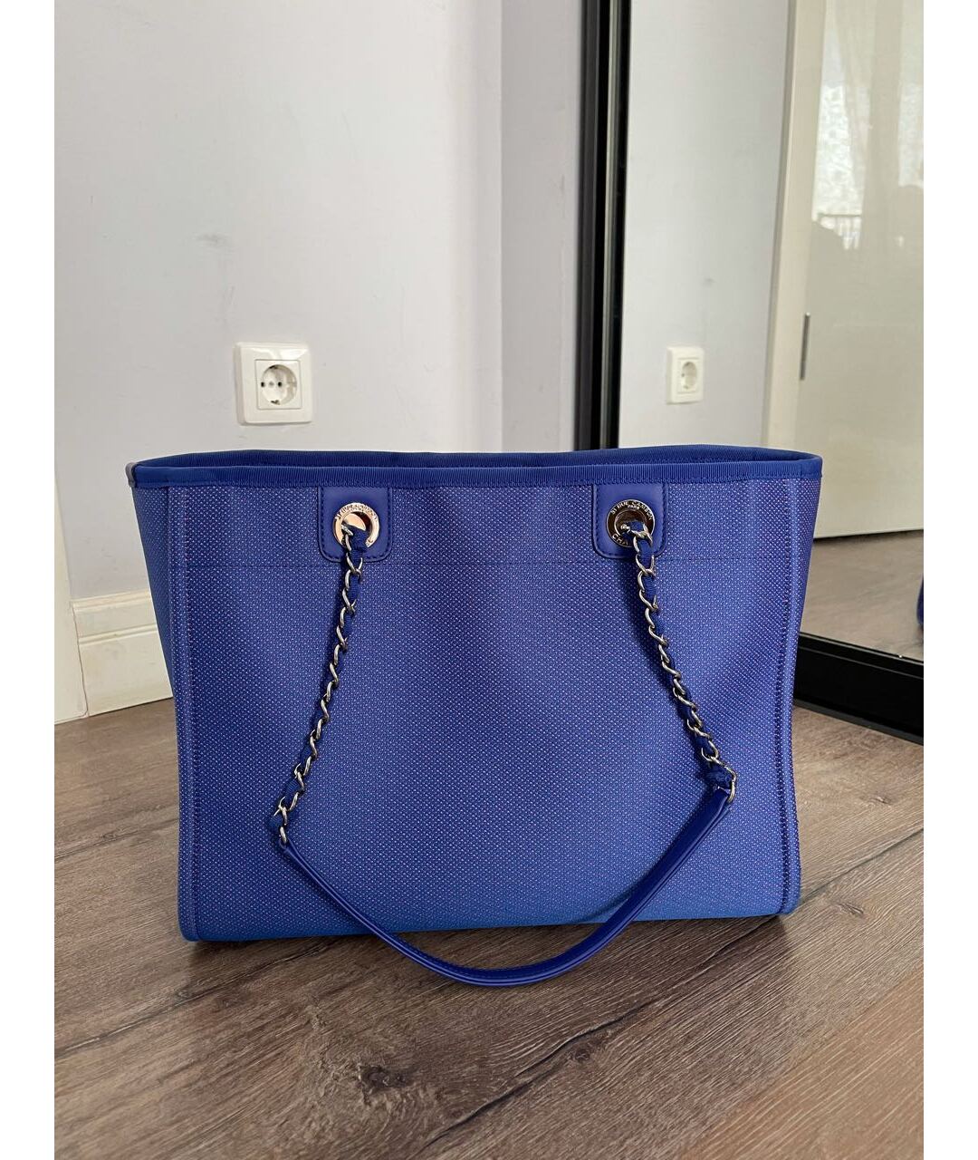 CHANEL PRE-OWNED Синяя тканевая сумка тоут, фото 3