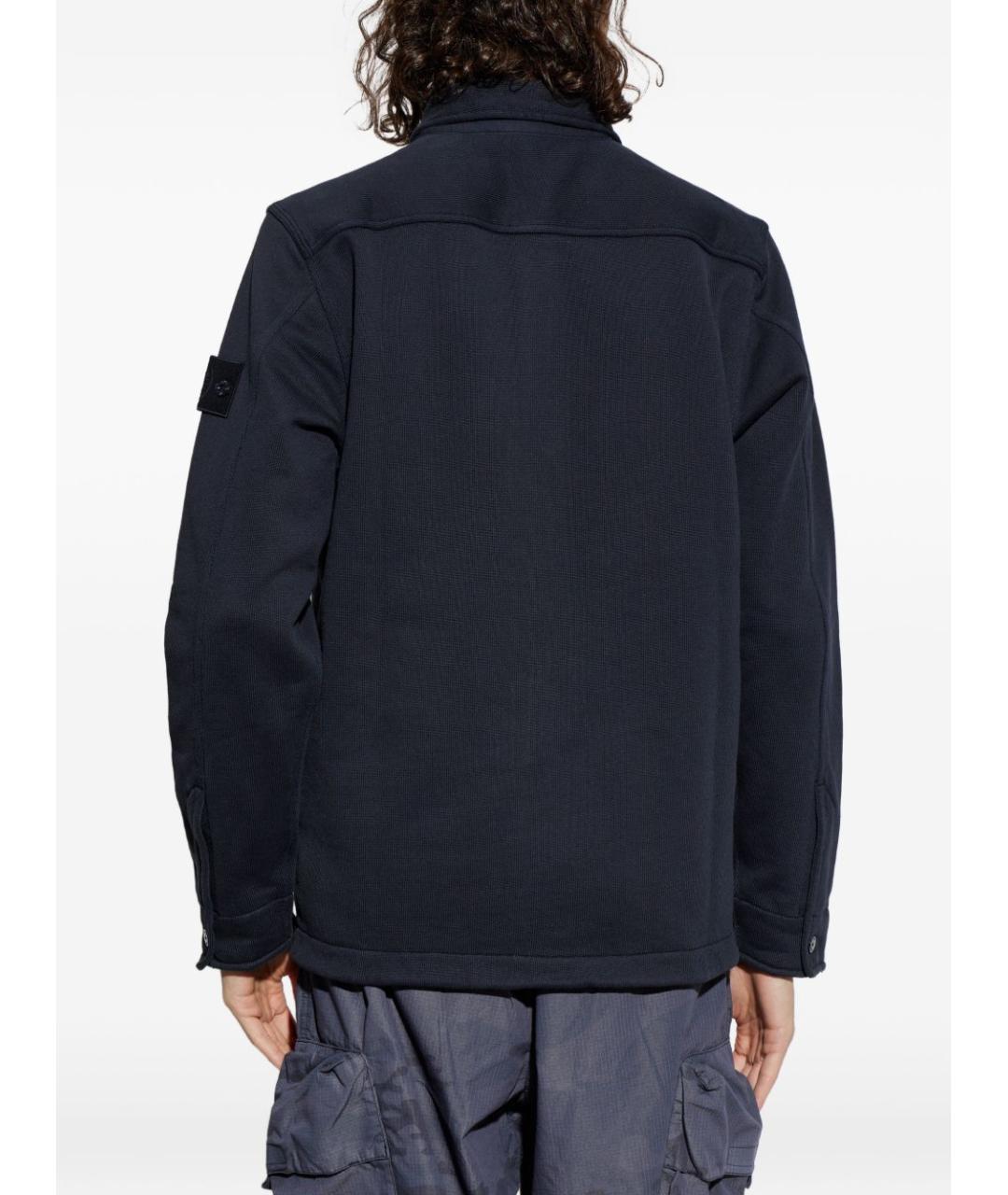 STONE ISLAND Темно-синяя хлопковая кэжуал рубашка, фото 3