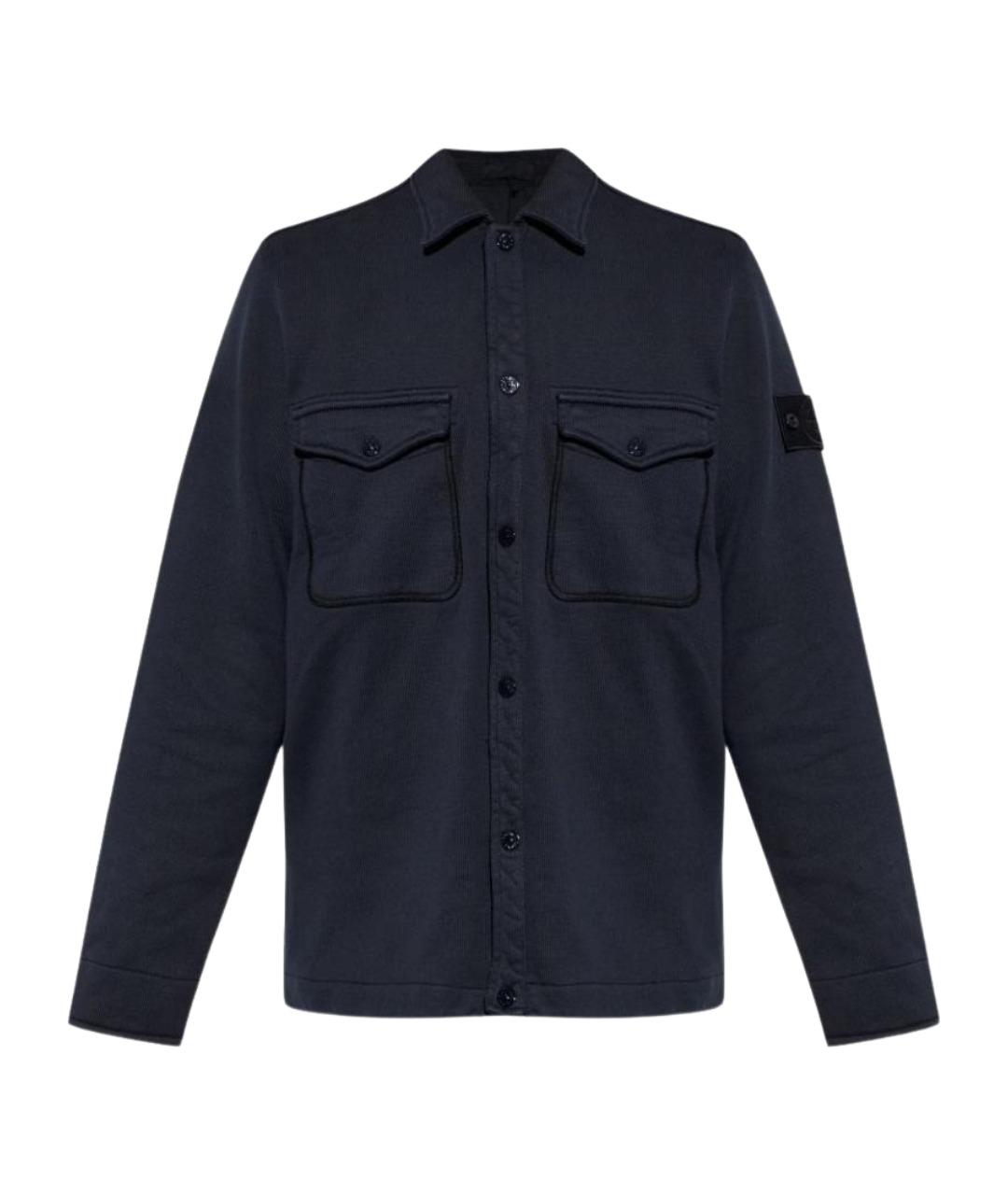 STONE ISLAND Темно-синяя хлопковая кэжуал рубашка, фото 1