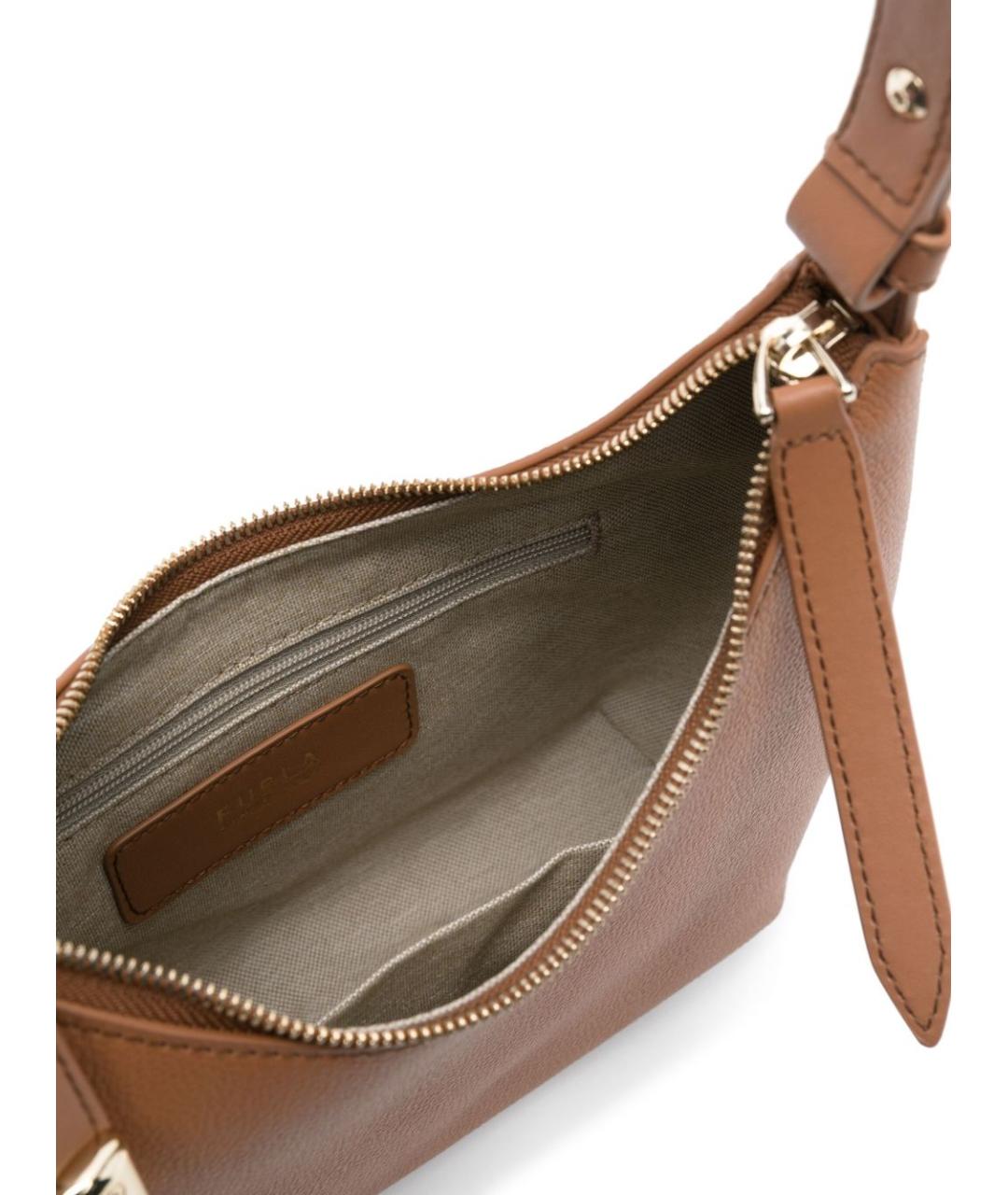 FURLA Коричневая кожаная сумка через плечо, фото 4