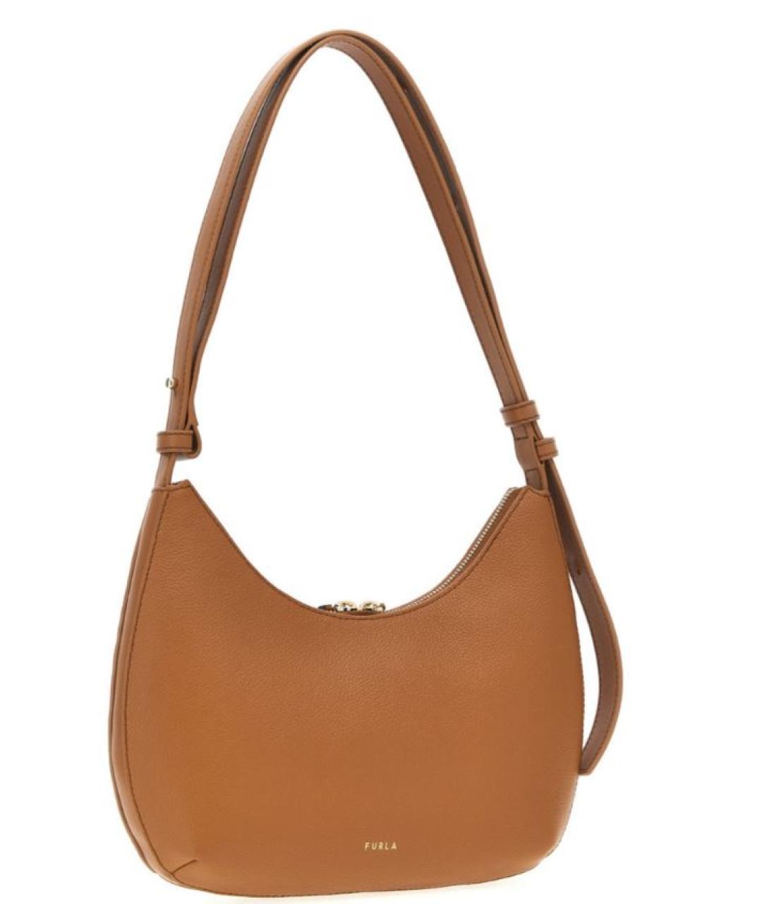 FURLA Коричневая кожаная сумка через плечо, фото 2