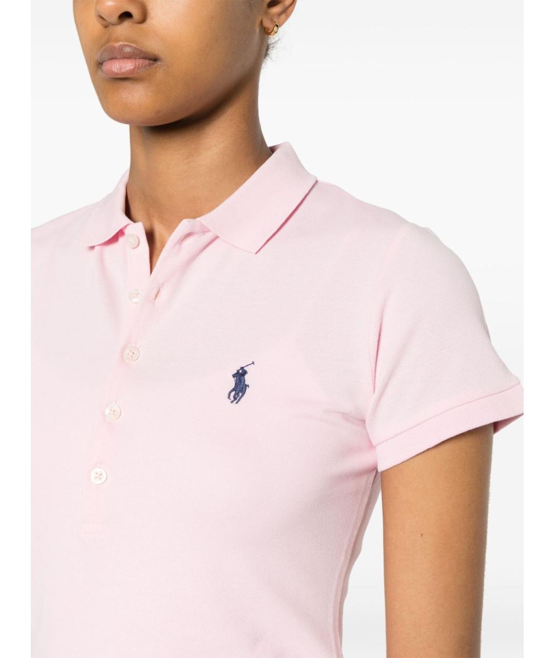 RALPH LAUREN Розовая хлопковая футболка, фото 2