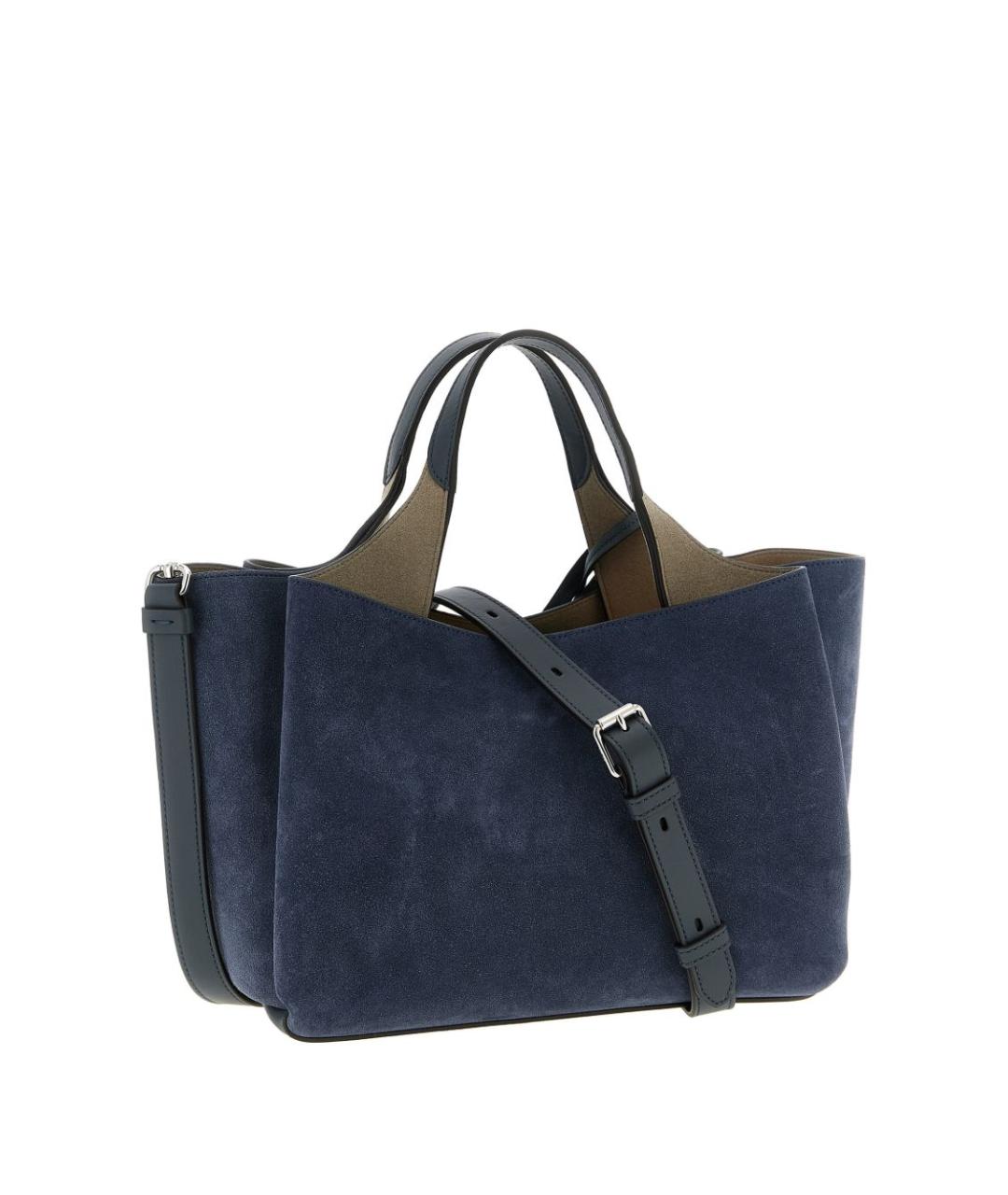 TOD'S Темно-синяя замшевая сумка тоут, фото 4