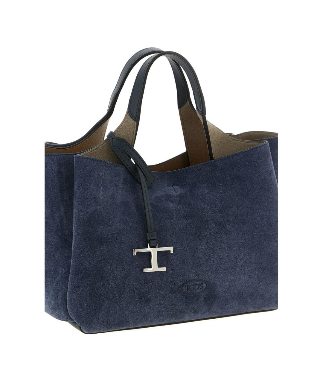 TOD'S Темно-синяя замшевая сумка тоут, фото 2