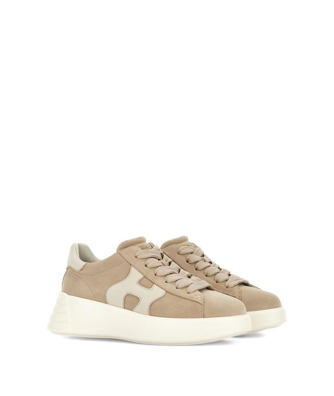 HOGAN Бежевые замшевые кроссовки, фото 2