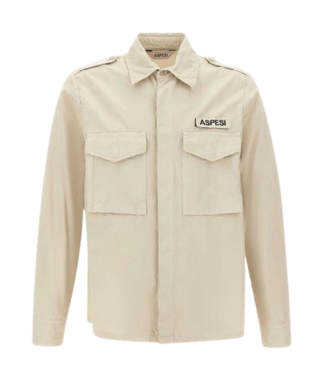 ASPESI Бежевая хлопковая кэжуал рубашка, фото 1