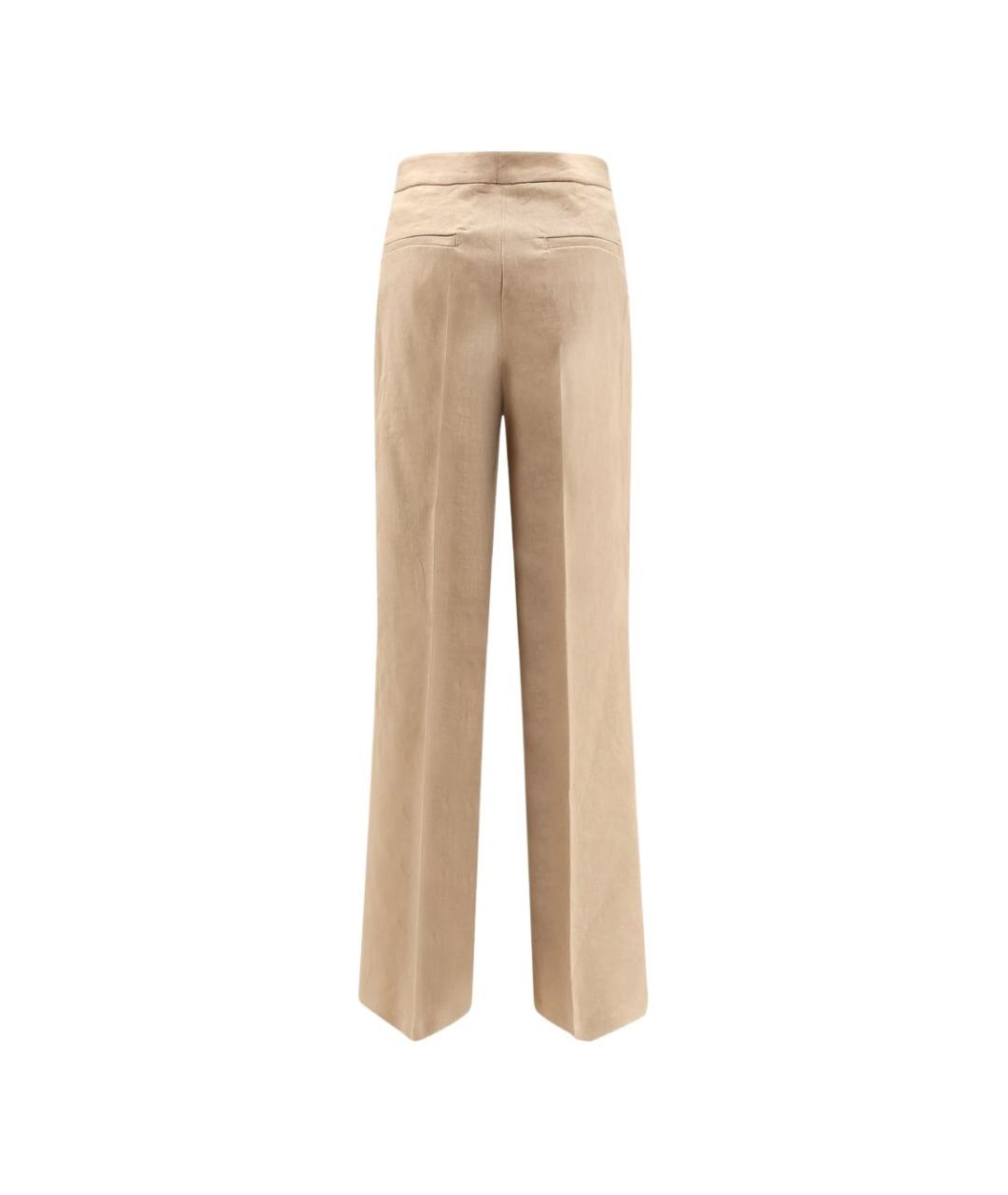 PINKO Бежевые льняные прямые брюки, фото 3
