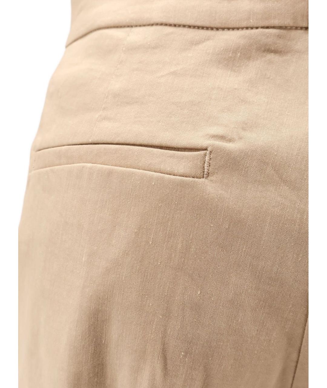 PINKO Бежевые льняные прямые брюки, фото 4