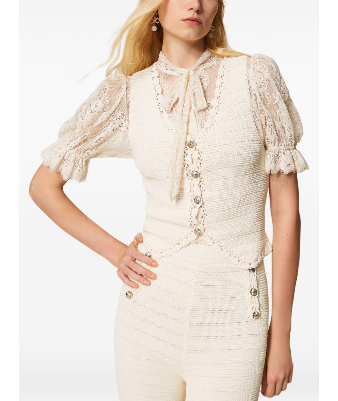 TWIN-SET Бежевая вискозная жилетка, фото 2