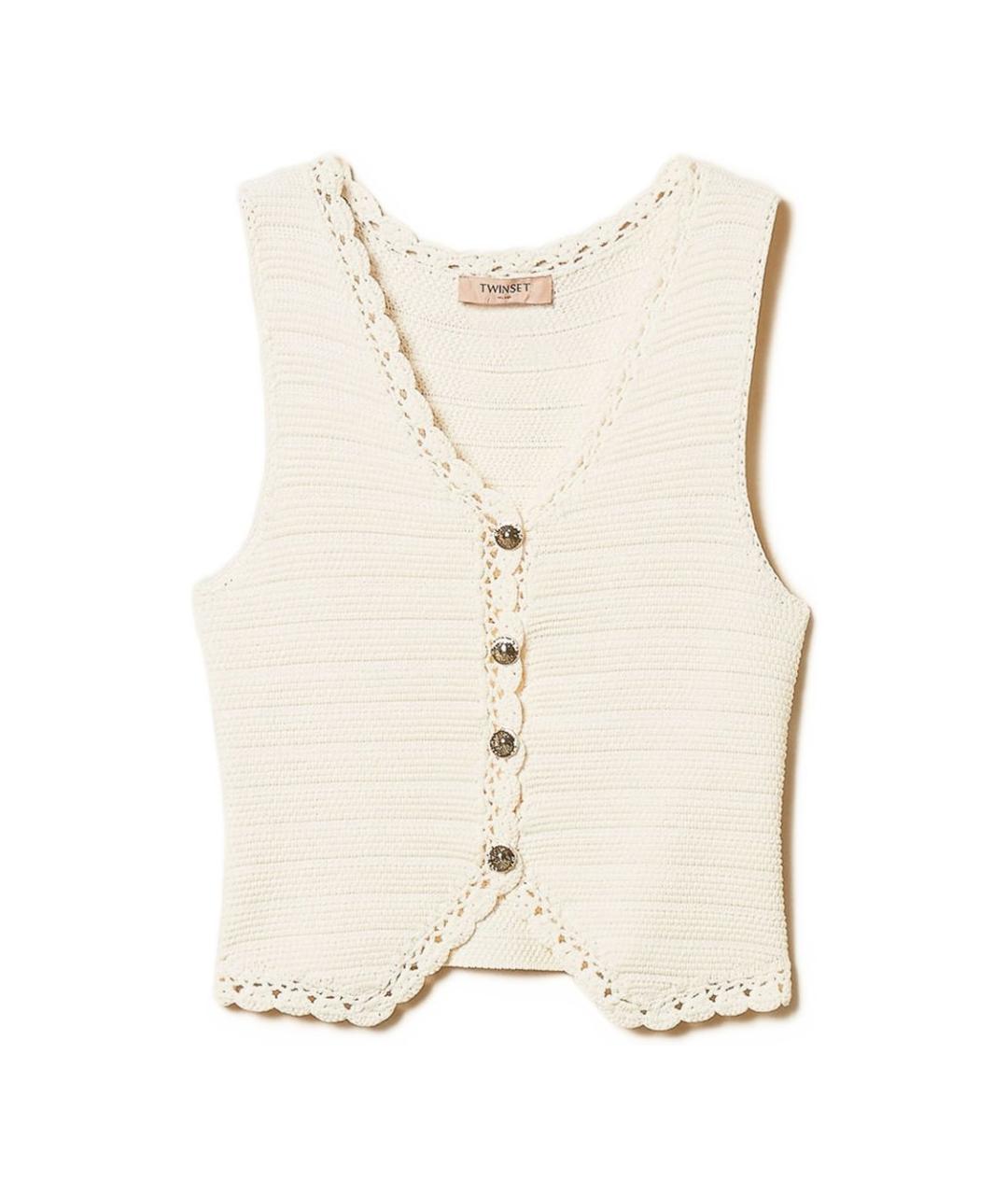 TWIN-SET Бежевая вискозная жилетка, фото 1