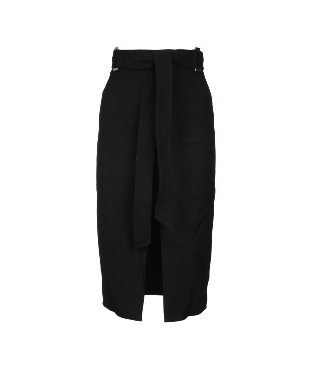 ELISABETTA FRANCHI Черная вискозная юбка миди, фото 1