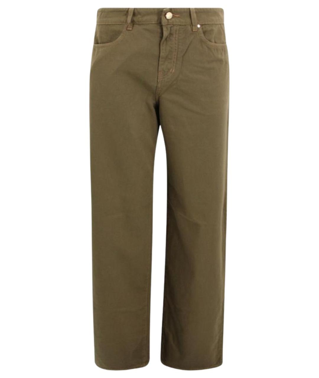 MAX MARA STUDIO Хаки хлопковые прямые джинсы, фото 1