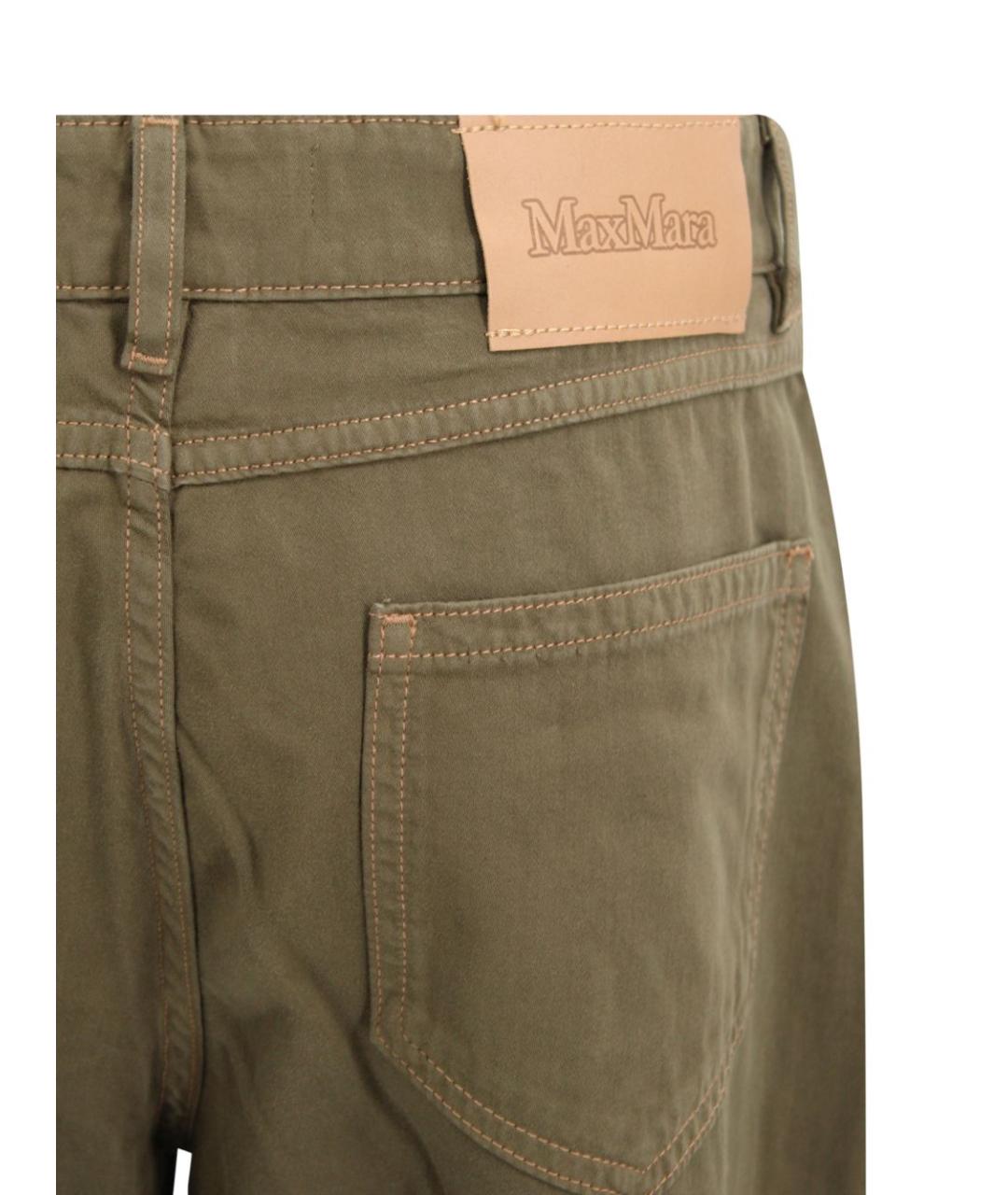 MAX MARA STUDIO Хаки хлопковые прямые джинсы, фото 4