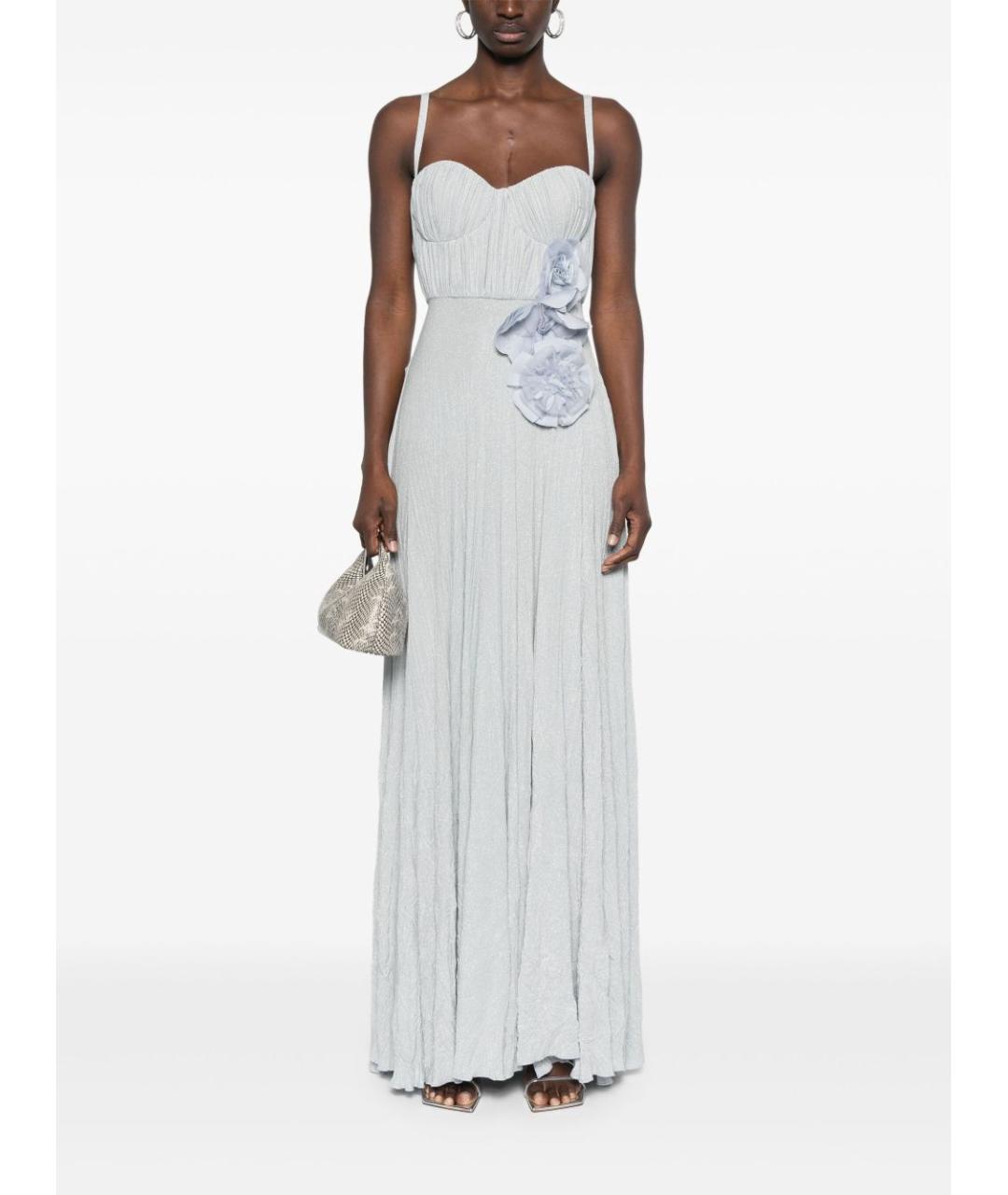 ELISABETTA FRANCHI Голубое вискозное вечернее платье, фото 2