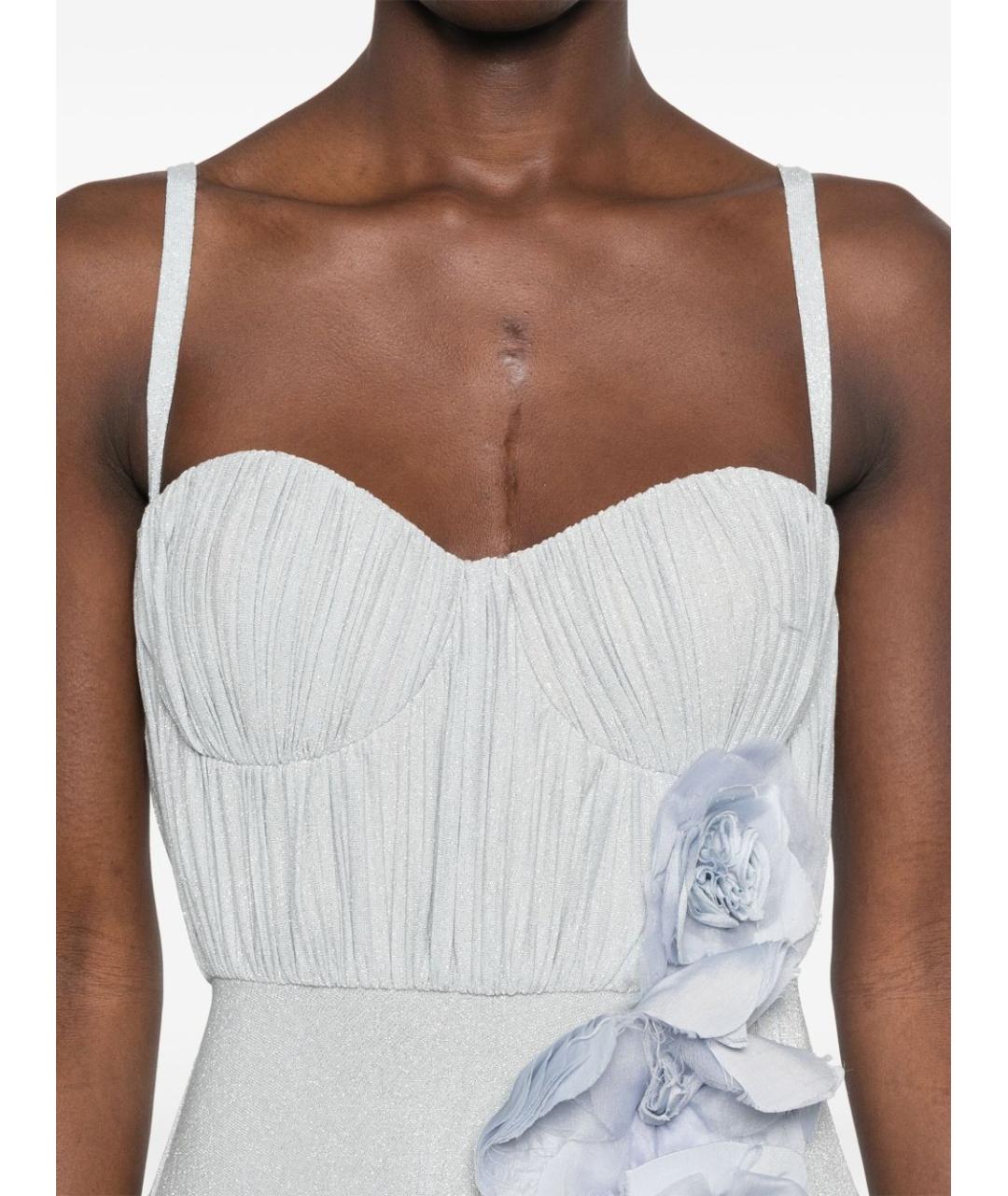 ELISABETTA FRANCHI Голубое вискозное вечернее платье, фото 5