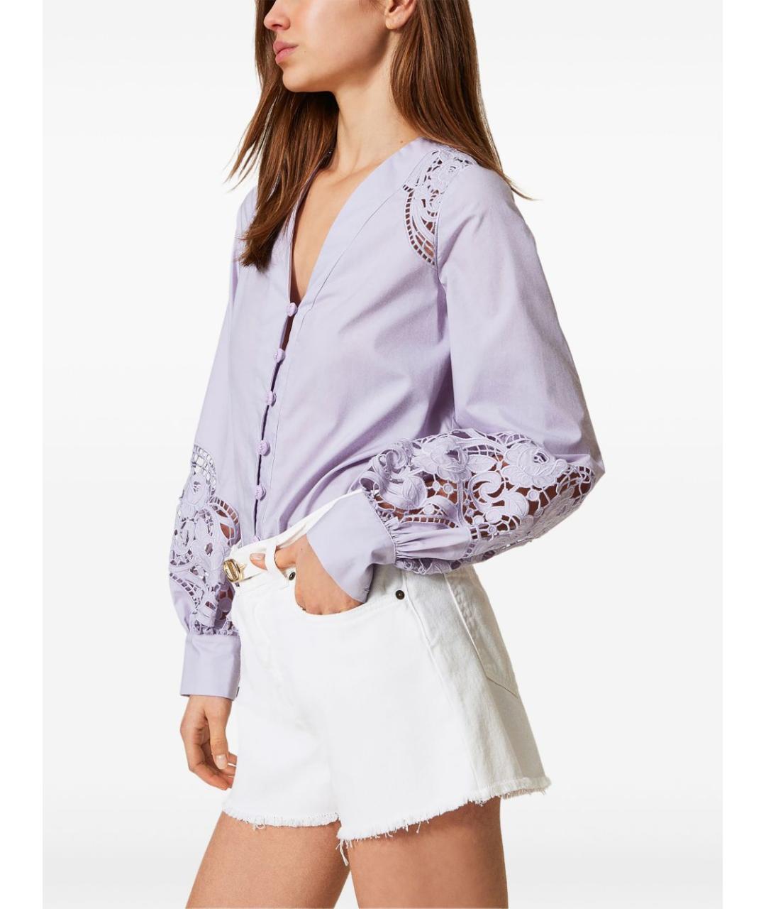 TWIN-SET Белые хлопковые шорты, фото 4