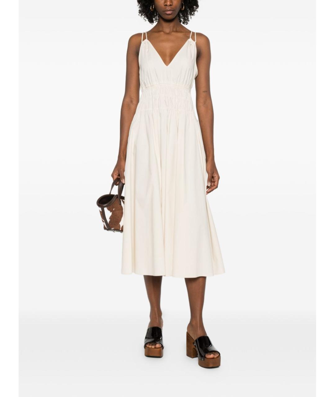 PINKO Бежевое хлопковое повседневное платье, фото 2