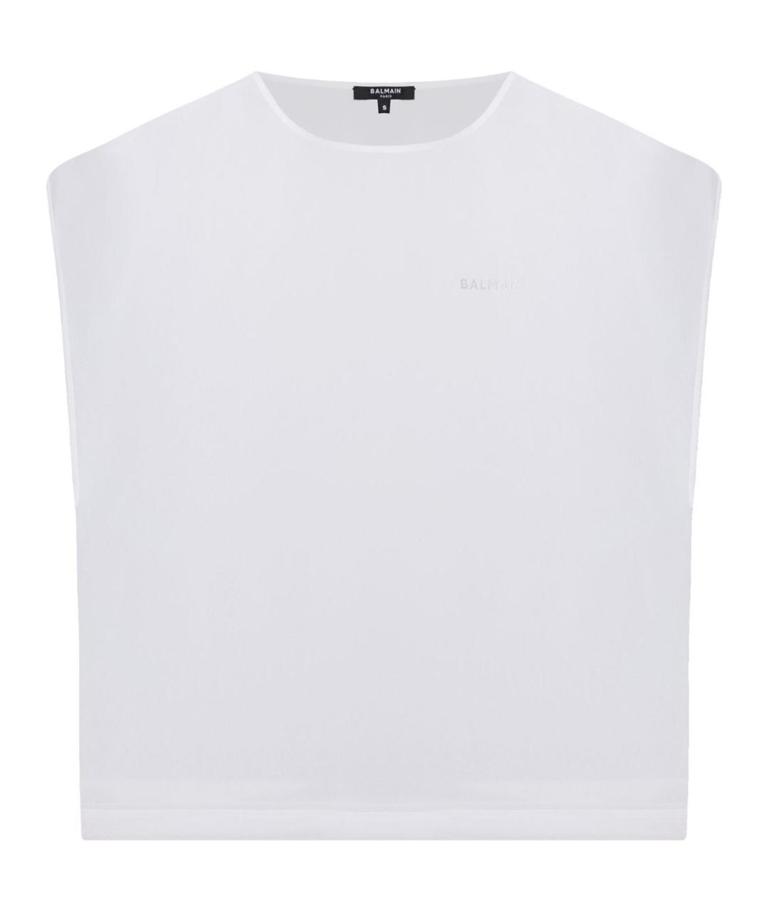 BALMAIN Белая шелковая футболка, фото 1