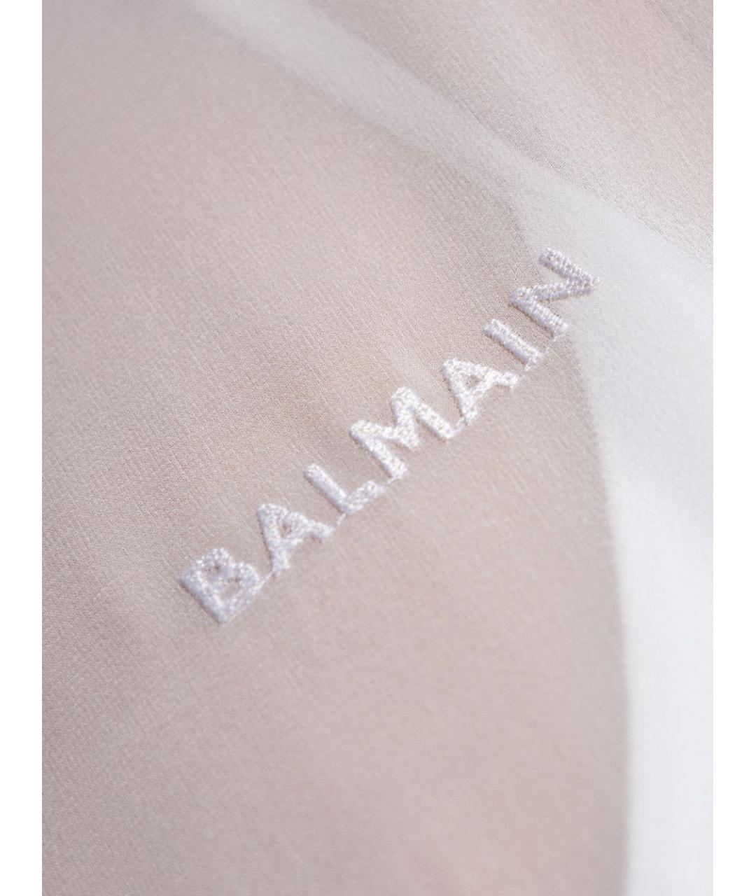 BALMAIN Белая шелковая футболка, фото 2