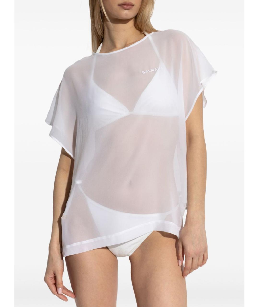 BALMAIN Белая шелковая футболка, фото 3
