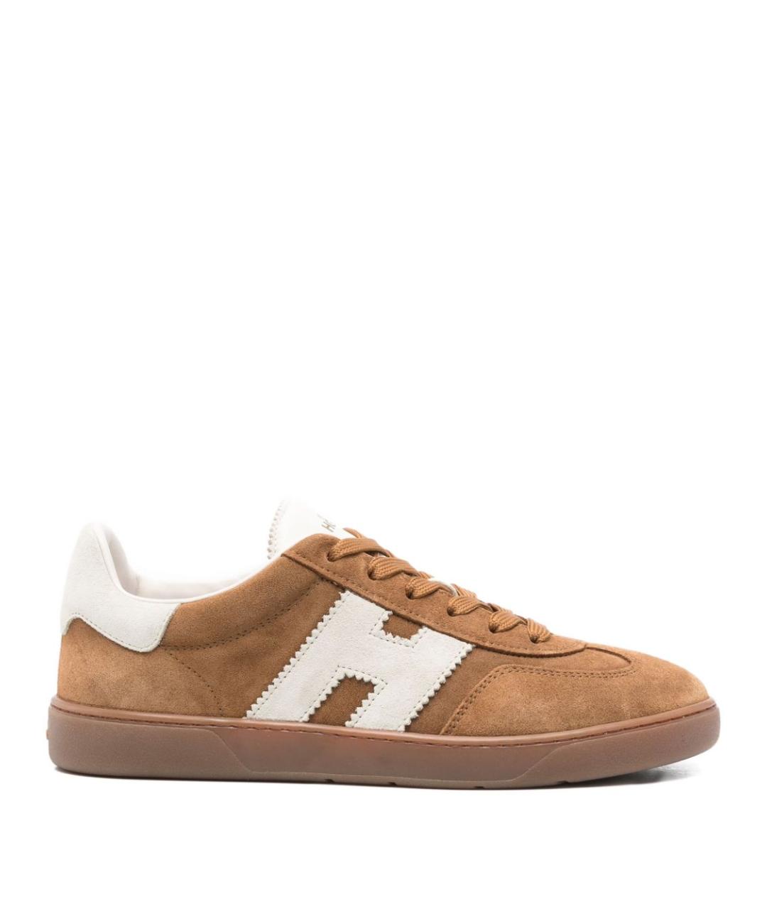 HOGAN Коричневые замшевые низкие кроссовки / кеды, фото 1