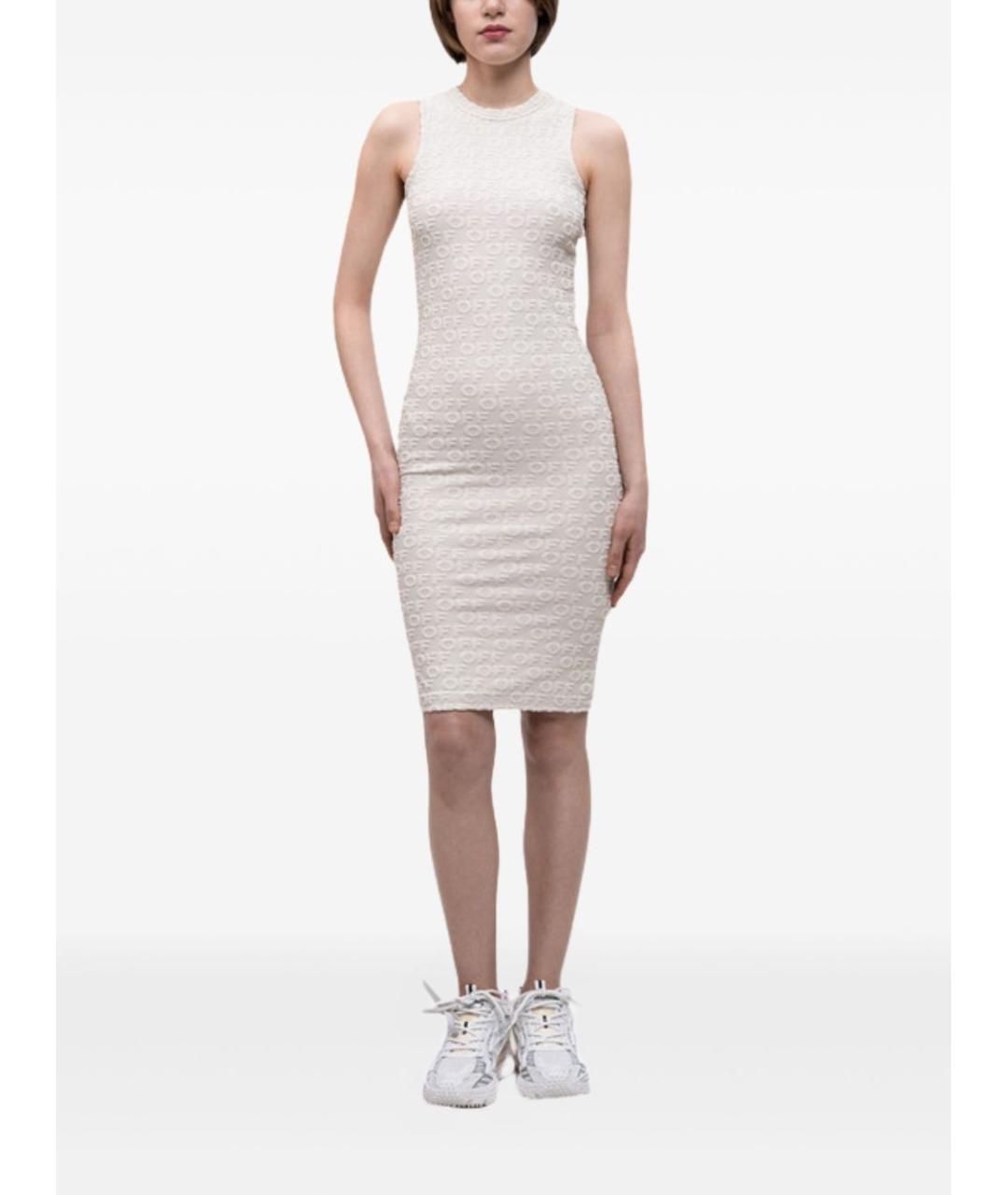 OFF-WHITE Белое хлопковое повседневное платье, фото 3