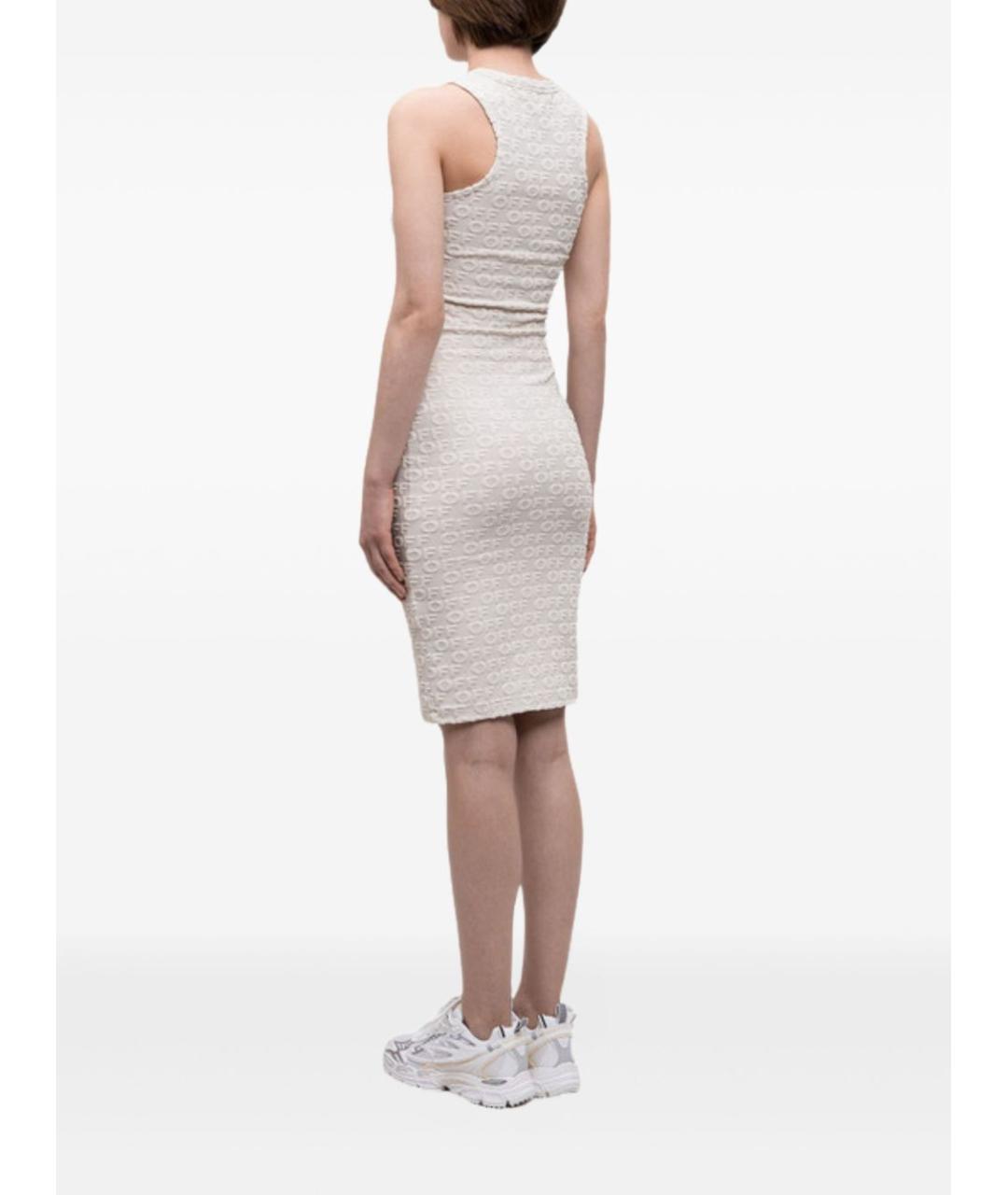 OFF-WHITE Белое хлопковое повседневное платье, фото 4
