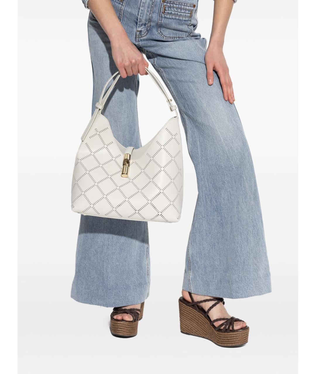 FURLA Белая кожаная сумка с короткими ручками, фото 4