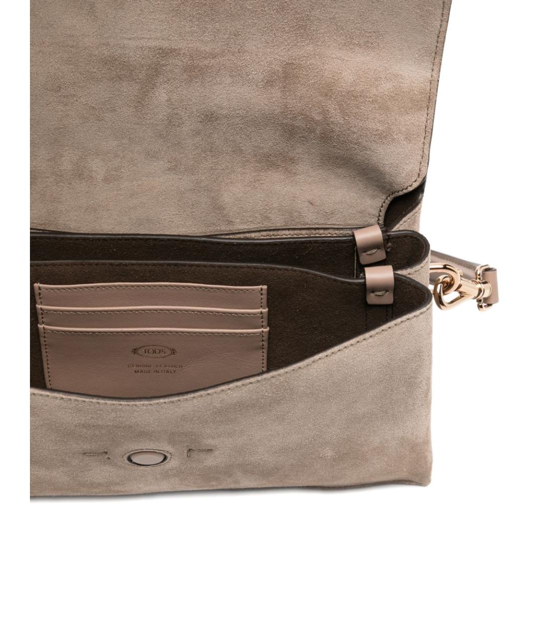 TOD'S Бежевая замшевая сумка через плечо, фото 4