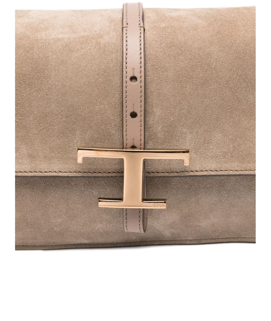 TOD'S Бежевая замшевая сумка через плечо, фото 3