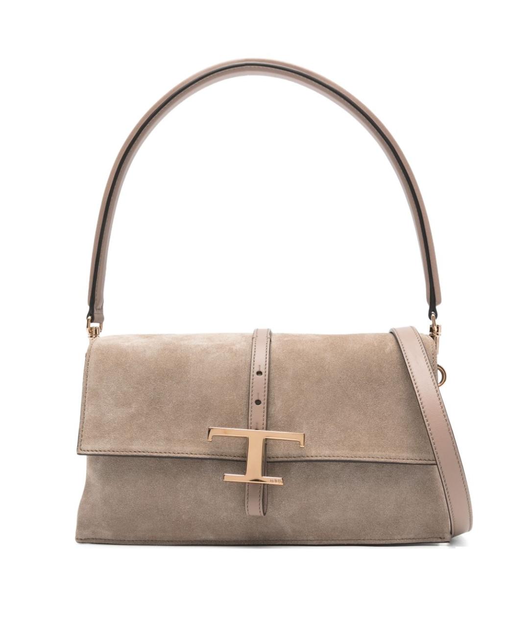 TOD'S Бежевая замшевая сумка через плечо, фото 1