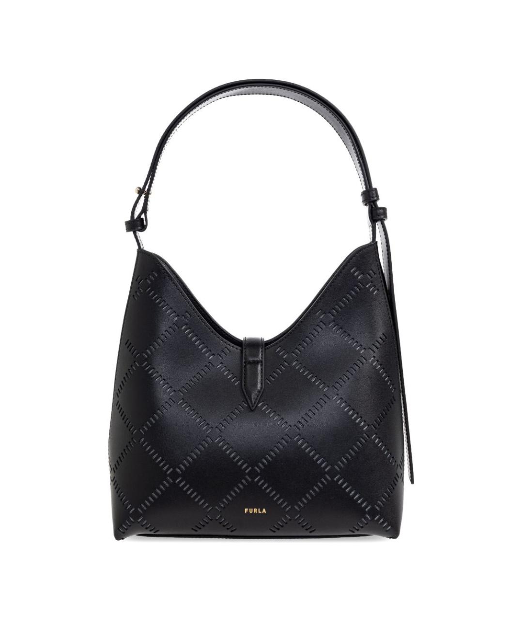 FURLA Черная кожаная сумка с короткими ручками, фото 4