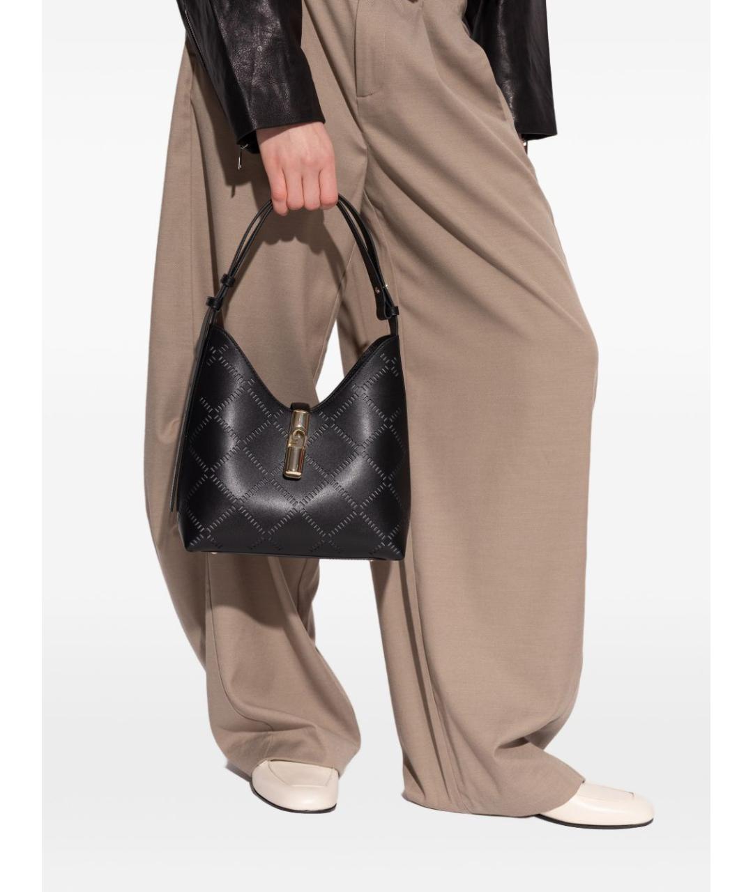 FURLA Черная кожаная сумка с короткими ручками, фото 2