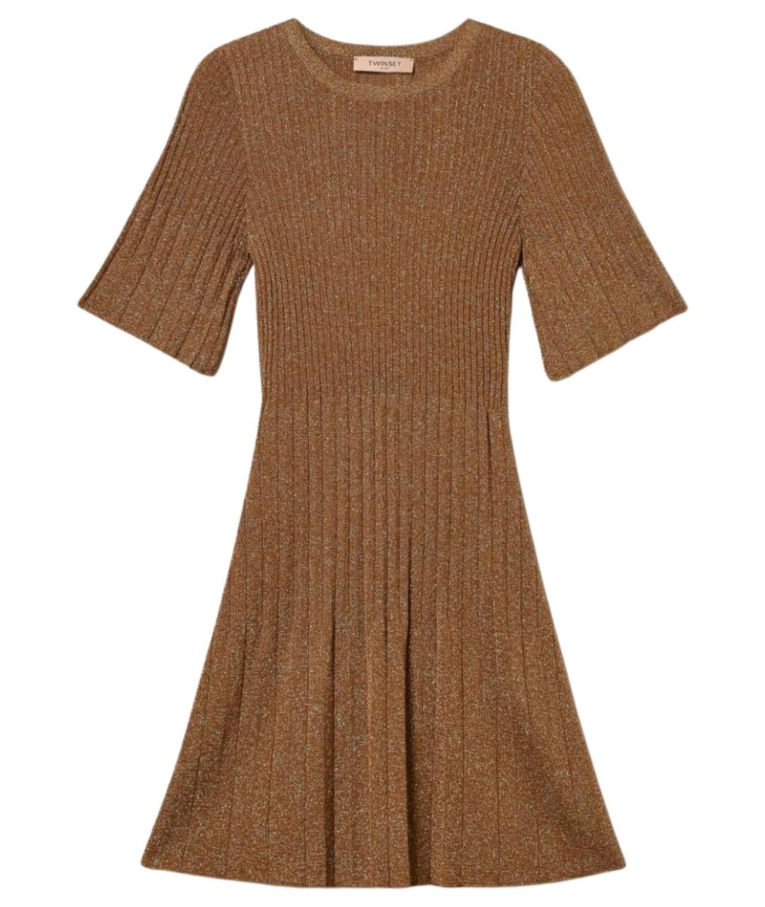 TWIN-SET Коричневое вискозное повседневное платье, фото 1