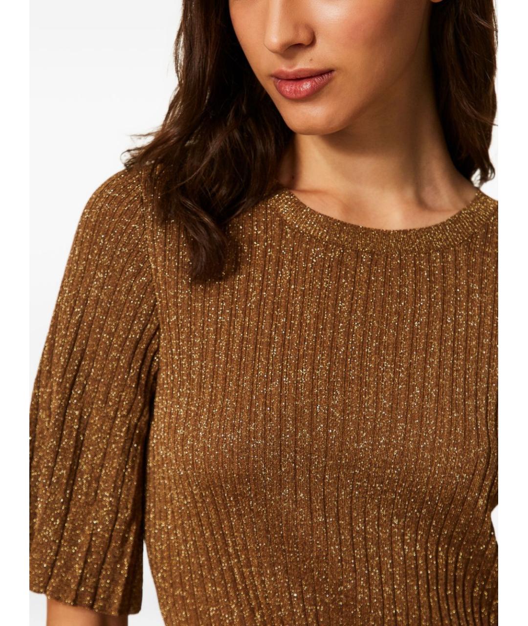 TWIN-SET Коричневое вискозное повседневное платье, фото 4